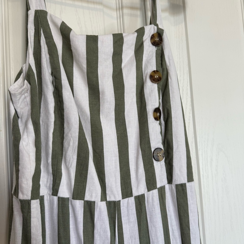 C&C California Olive and White Striped Jumpsuit - Picture 2 of 7